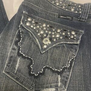 Rock n Roll Vintage Miss Me Boot Cut Jeans w/Studs - size 28